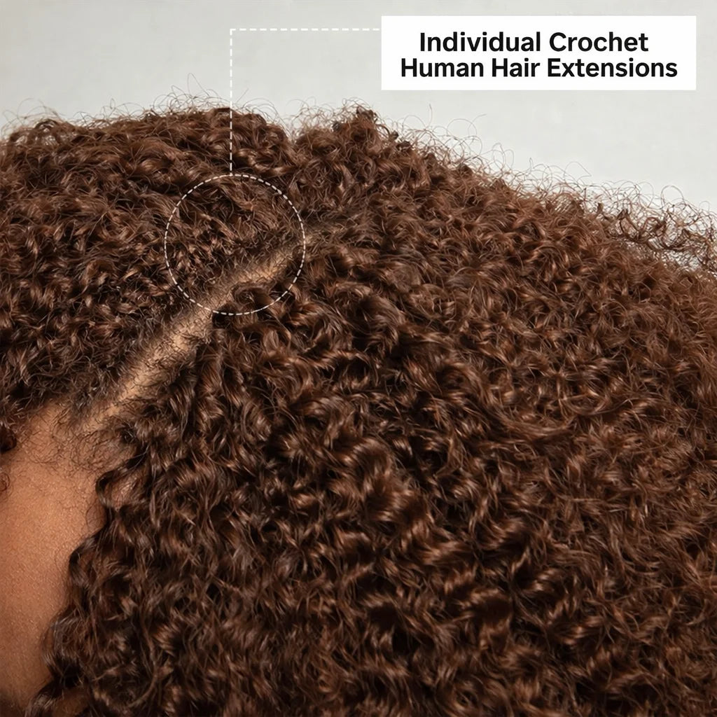 Pre-Looped Miracle Knots Brown Feather Crochet 100% Human Hair Extension Pre Separated Knotless Crochet Hair Bundles For Reusable Boho Braids
