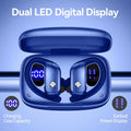 Wireless Earbuds with 80H Playtime LED Display Case, Over-Ear Hook, Stereo Sound, Easy Button Controls, Sports Earphones for Running Workout Gym Blue