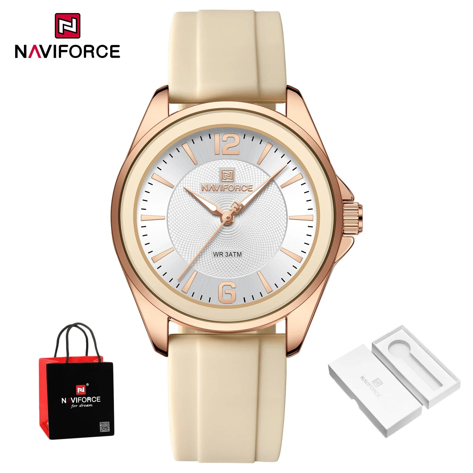 New NAVIFORCE Women's Watch Sports Silicone Strap Watch Women's Quartz Watch Clock Package Gifts Reloj Mujer Relogios Feminino