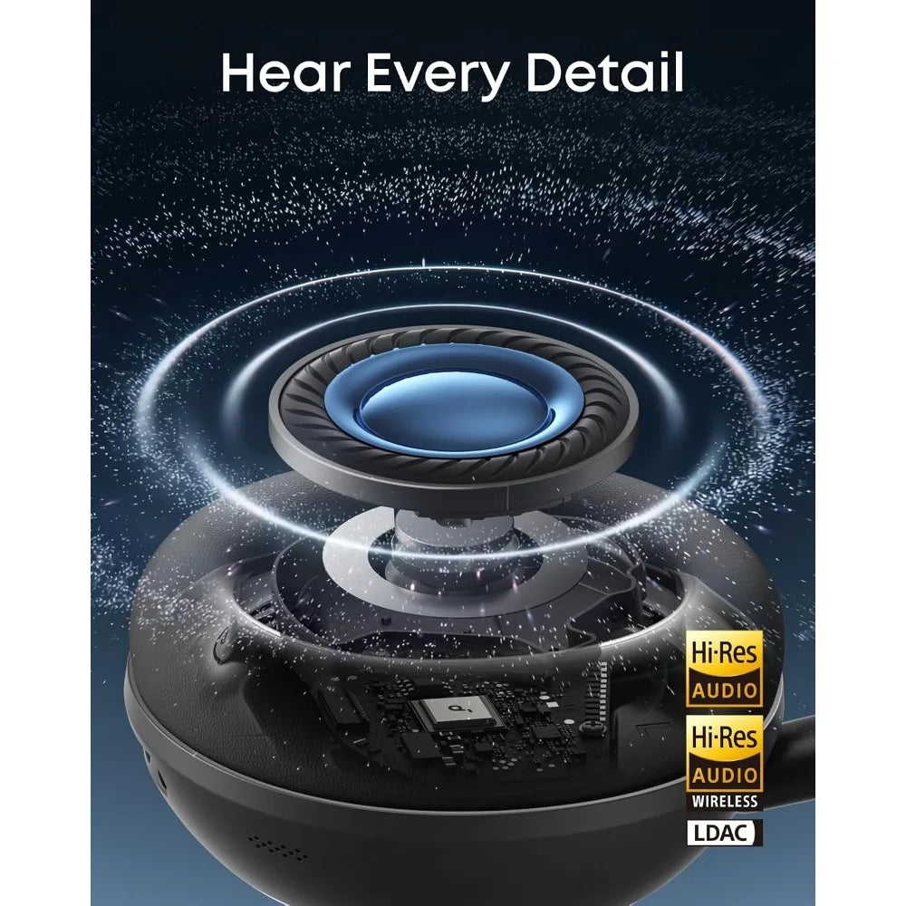 Bluetooth 6.1 Over-Ear Headphones with ANC, 50H Battery, Hi-Res Audio, Dual Connection, Fast Charging