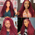 Burgundy Curly Hair Weaves Virgin Human Hair Bundles Red Wine Color #99j Deep Wave Bundles Remy Hair Bundle Deals For Extensions