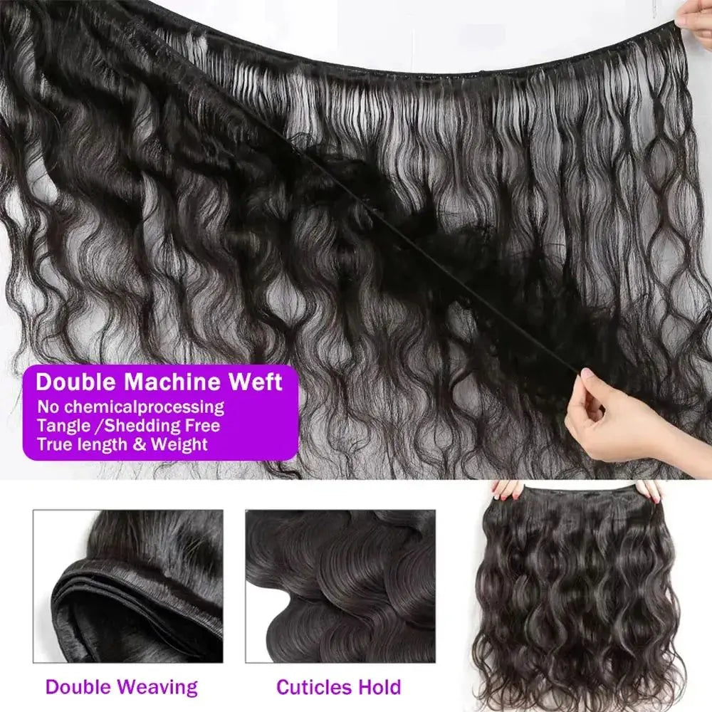15A Raw Indian Human Hair Bundles Body Wave Bundles Human Hair Triple Lifespan Straight Deep Curly Wave Virgin Remy Hair No Tangle Shedding Keep Texture Silky Soft After Multiple Washes