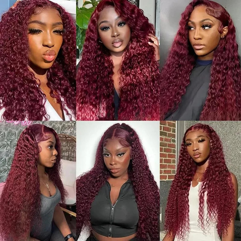 99J Burgundy Kinky Curly Bundles Human Hair 1/3/4 Bundles Burmese Remy Human Hair Extensions 8-32 Inch For Women