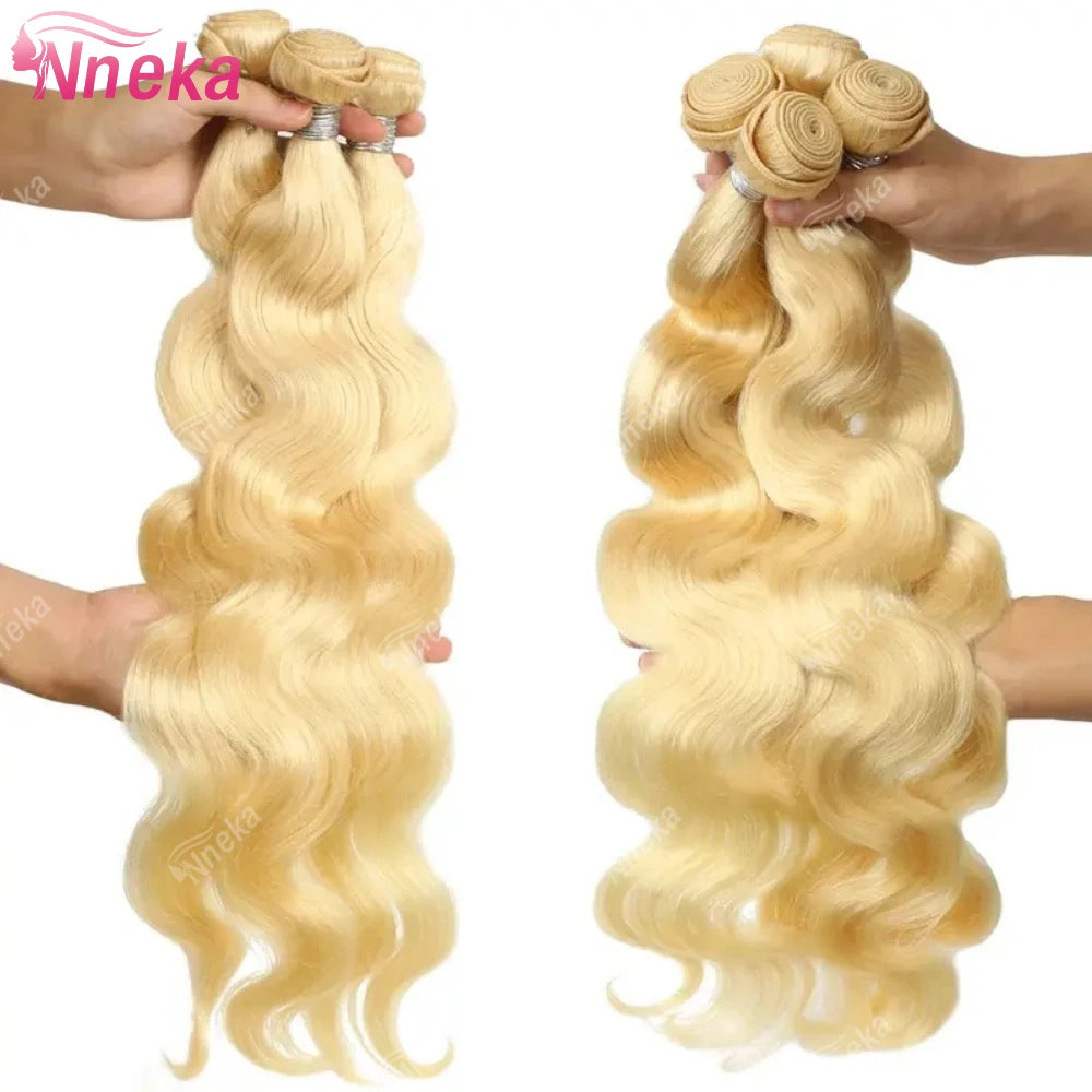 30 Inch 613 Blonde Human Hair Bundle Weave Body Wave Brazilian Raw Hair Bundles 1 3 4 Pcs Weaving Lot Double Weft High Quality