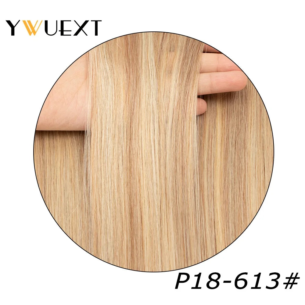 YWUEXT Genius Weft Human Hair Extensions 12-20 inches  Machine Made Remy Hair Flexible Hair Weaves Natural Straight 40-50g