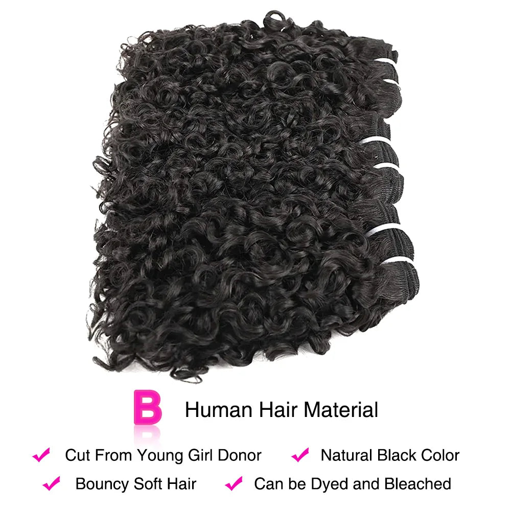 12A Pixie Curls Bundles Bouncy Afro Kinky Curly Hair 3 Bundles Deal Human Hair Weave Extension Natural Color Bundles for Women