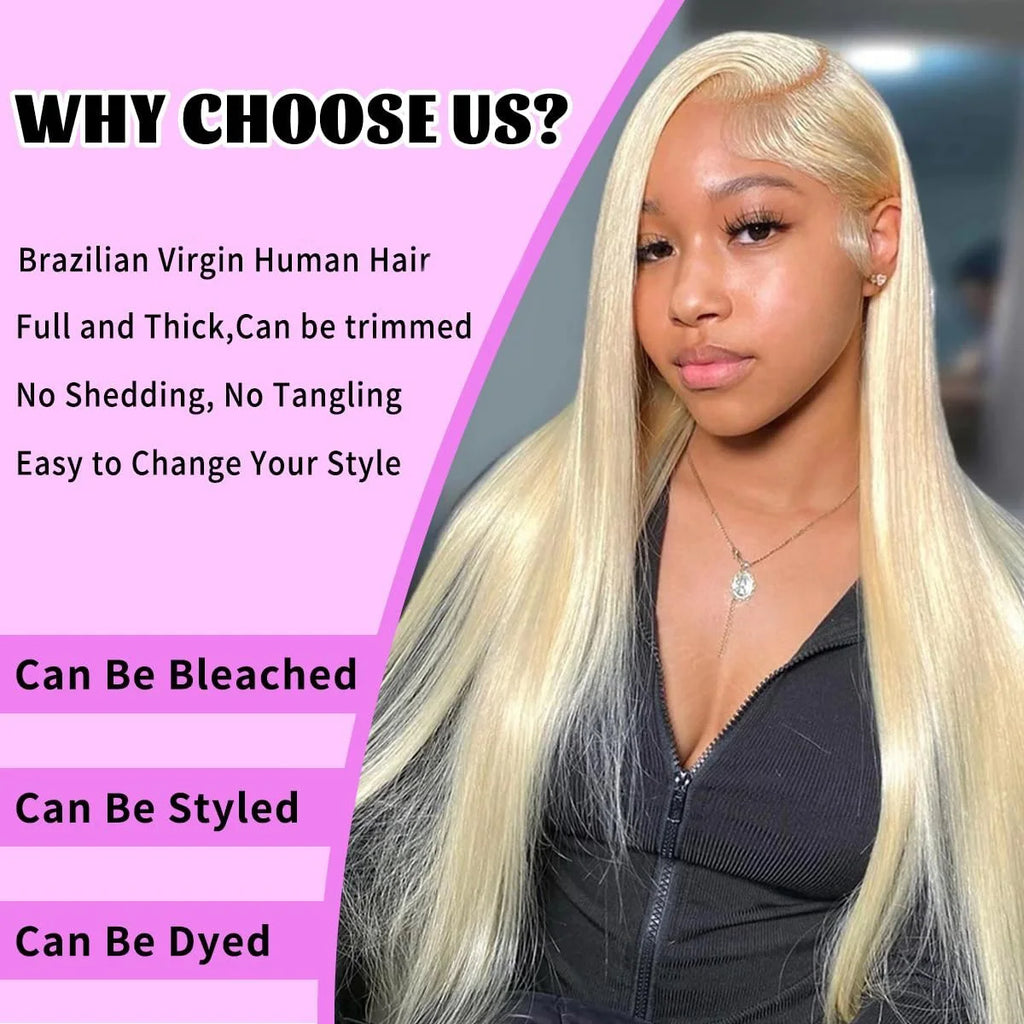 Nneka 613 Human Hair Bundles 12A Straight Human Hair Bundles Raw Human Hair Blonde 3/4 Bundles Hair Extensions For Women