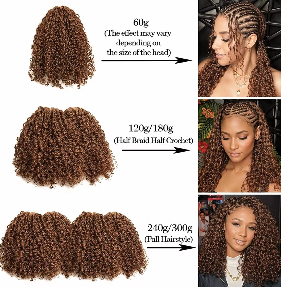 Pre-Looped Miracle Knots Brown Feather Crochet 100% Human Hair Extension Pre Separated Knotless Crochet Hair Bundles For Reusable Boho Braids