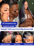 Transparent 13x6 HD Lace Front Human Hair Wigs PrePlucked For Women on Clearance Sale High 300 Density 40 Inch Bone Straight 13x4 HD Lace Front Human Hair Wig Invisible Breathable Swiss Lace Frontal Glueless Wigs For Women