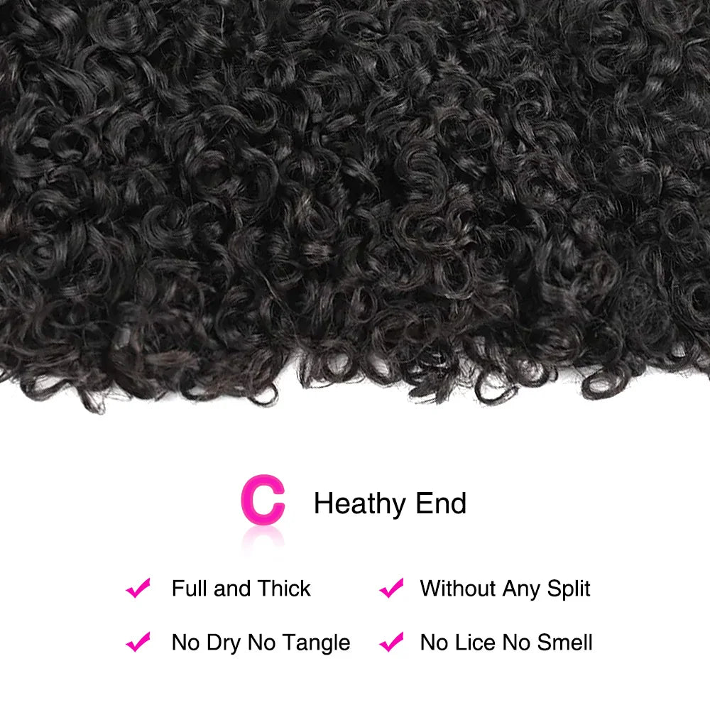 12A Pixie Curls Bundles Bouncy Afro Kinky Curly Hair 3 Bundles Deal Human Hair Weave Extension Natural Color Bundles for Women