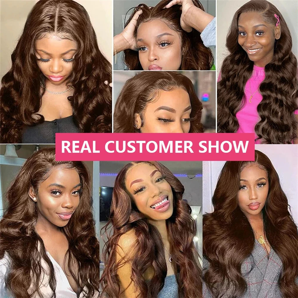 Chocolate Brown Human Hair Bundles Hair Extensions 30 Inch For Woman Body Wave Weave Peruvian Raw Human Hair Bundle #4 Color