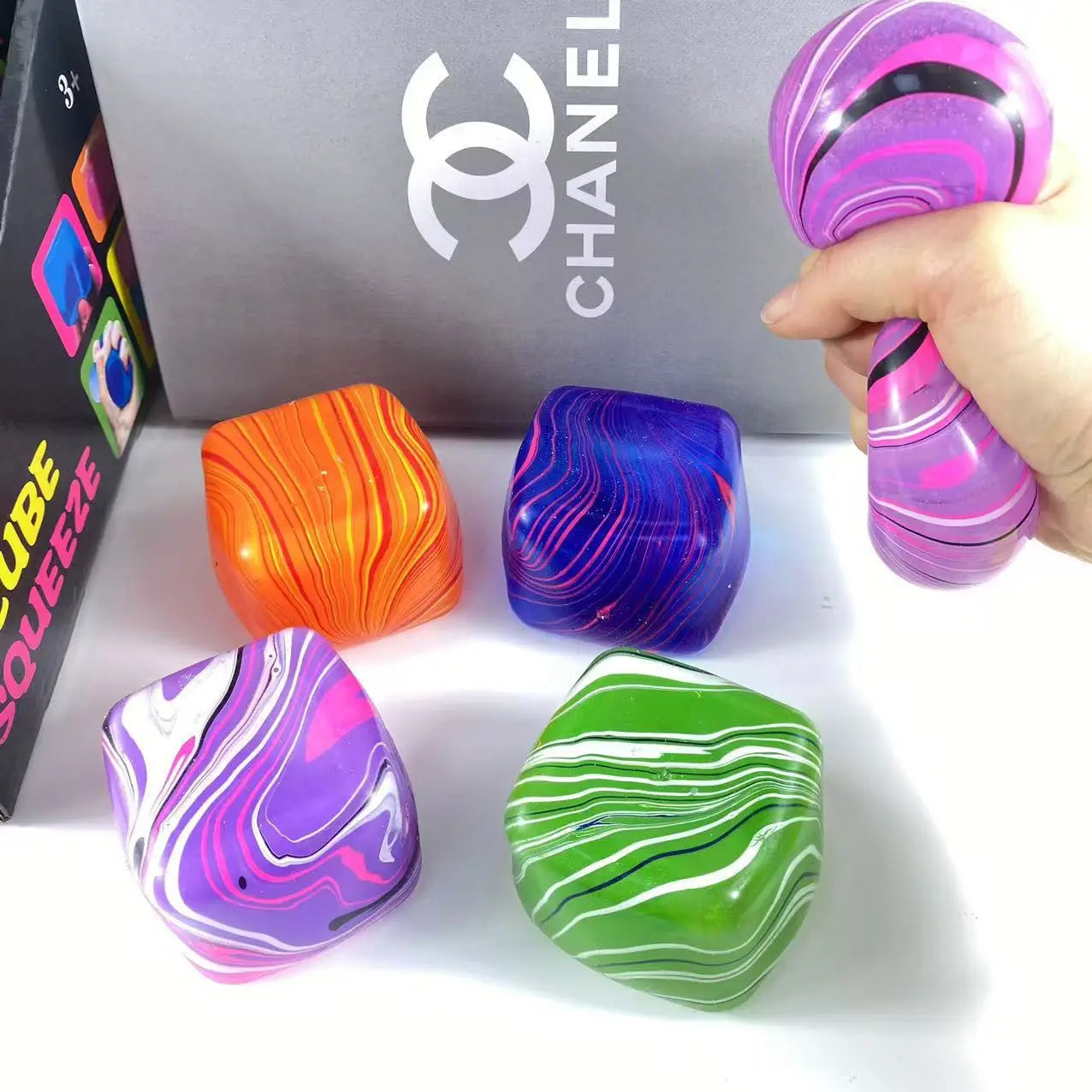 Marble Swirl Squishy Fidget Toy StressRelief Hand Squeeze Toy Portable SealedSensory Toys Anti Anxiety Hand ExerciseFidget Gifts
