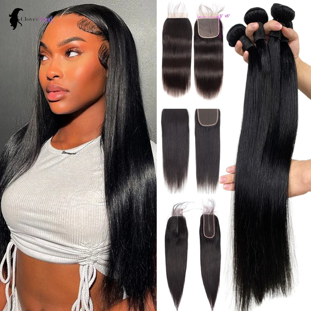 Straight Human Hair Bundles And Closure 2x6 Lace Closure Human Hair Bundles With 4x4 5x5 Closure Brazilian Raw Hair Bundles