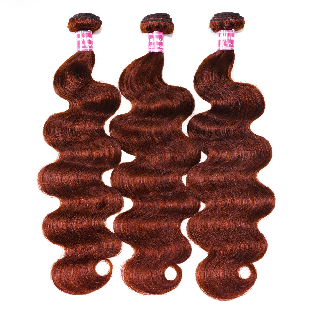 UNice Hair Reddish Brown Body Wave Bundles 1/3/4 PCS Deal 100% Human Hair Bundles Sew In Weaves 100Grams Per Bundle Hair Extensions 10-26 Inch