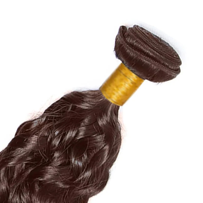 Premium Chocolate Light Brown Water Wave Bundles Human Hair 12-28inches Color #4 Virgin Remy Wet and Wavy Hair Weaving