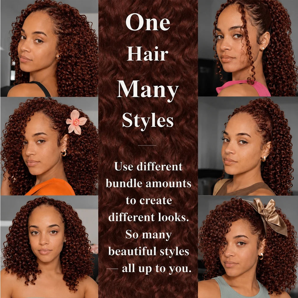 Reddish Brown Crochet Human Hair Deep Wave Miracle Knots Feather Soft Braiding Hair Extensions For Black Women Natural Full Ends