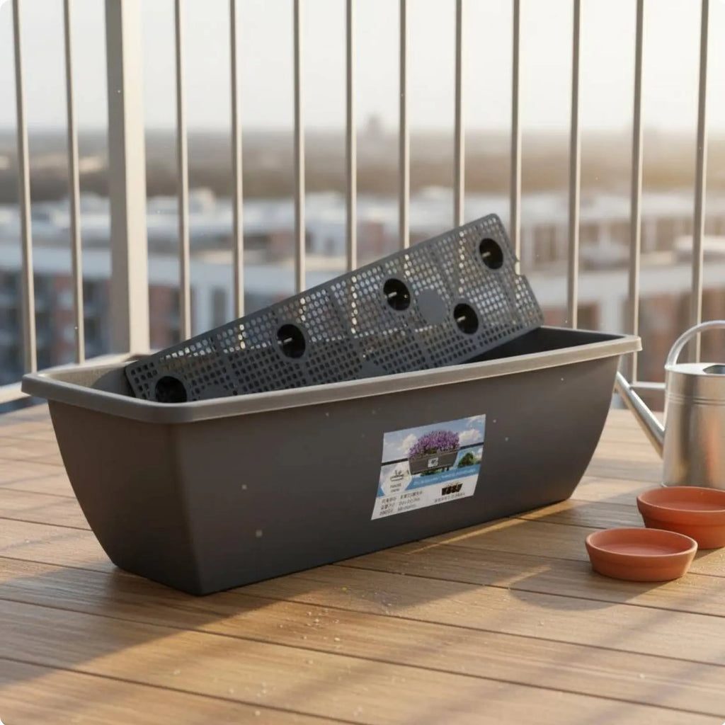 Long Plastic Vegetable Planter Indoor Outdoor Use Automatic-Watering Flower Pot Rectangular Planter Sturdy Rectangular Window