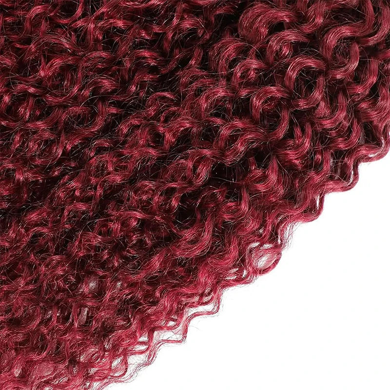 99J Burgundy Kinky Curly Bundles Human Hair 1/3/4 Bundles Burmese Remy Human Hair Extensions 8-32 Inch For Women