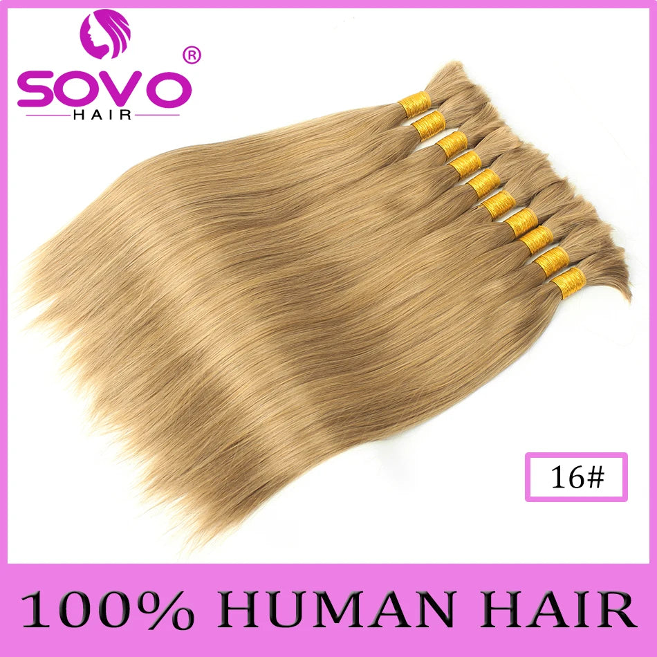 SOVO Brazilian Bulk Hair For Braiding Remy Hair Human Hair Bundles Bone Straight No Weft Natural Braiding Hair Extensions Weaves