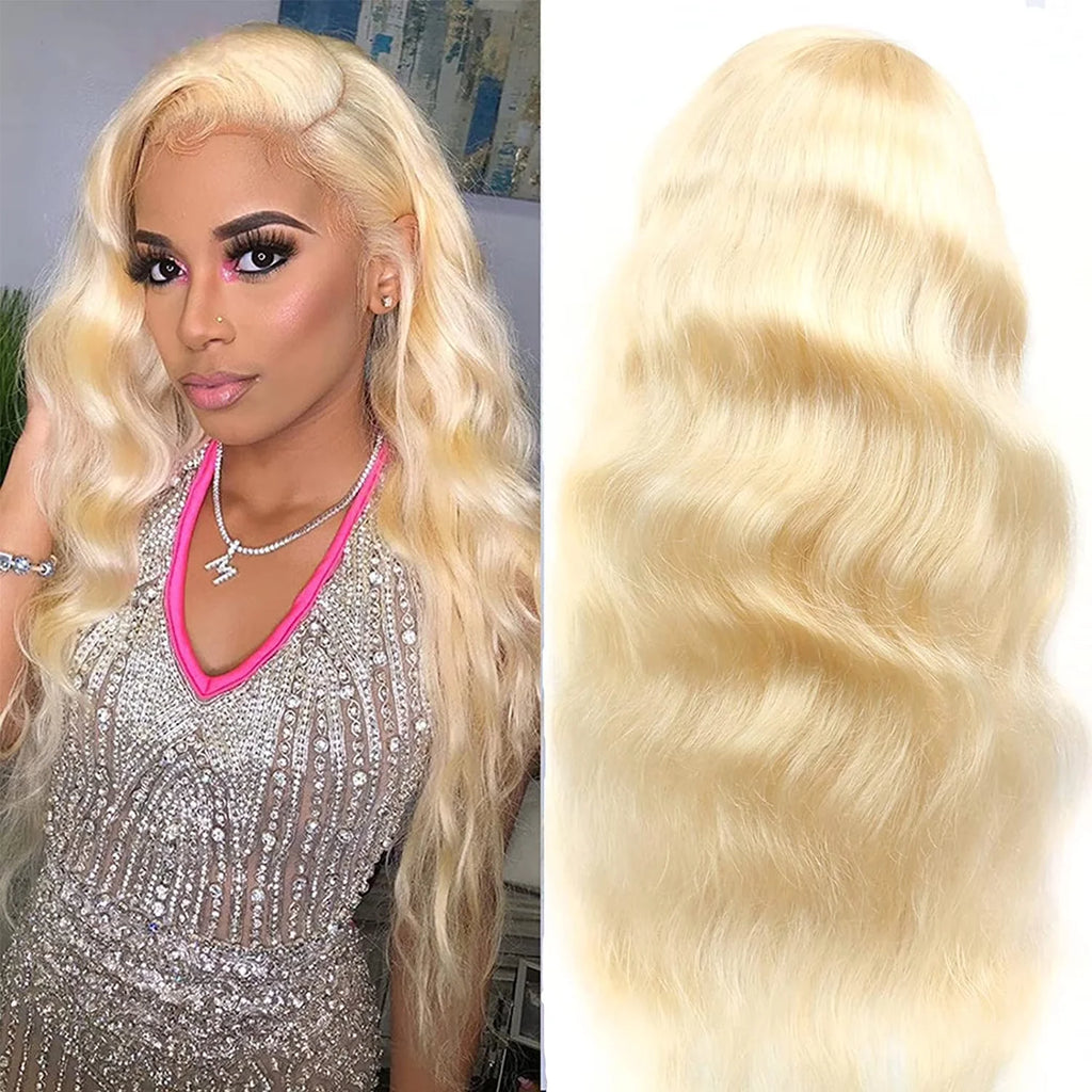 13x6 Lace Frontal Wig Body Wave 613 Blonde Human Hair Wig 210 250 Density Transparent Lace Front Wigs Pre Plucked 30 32 Inch Wig