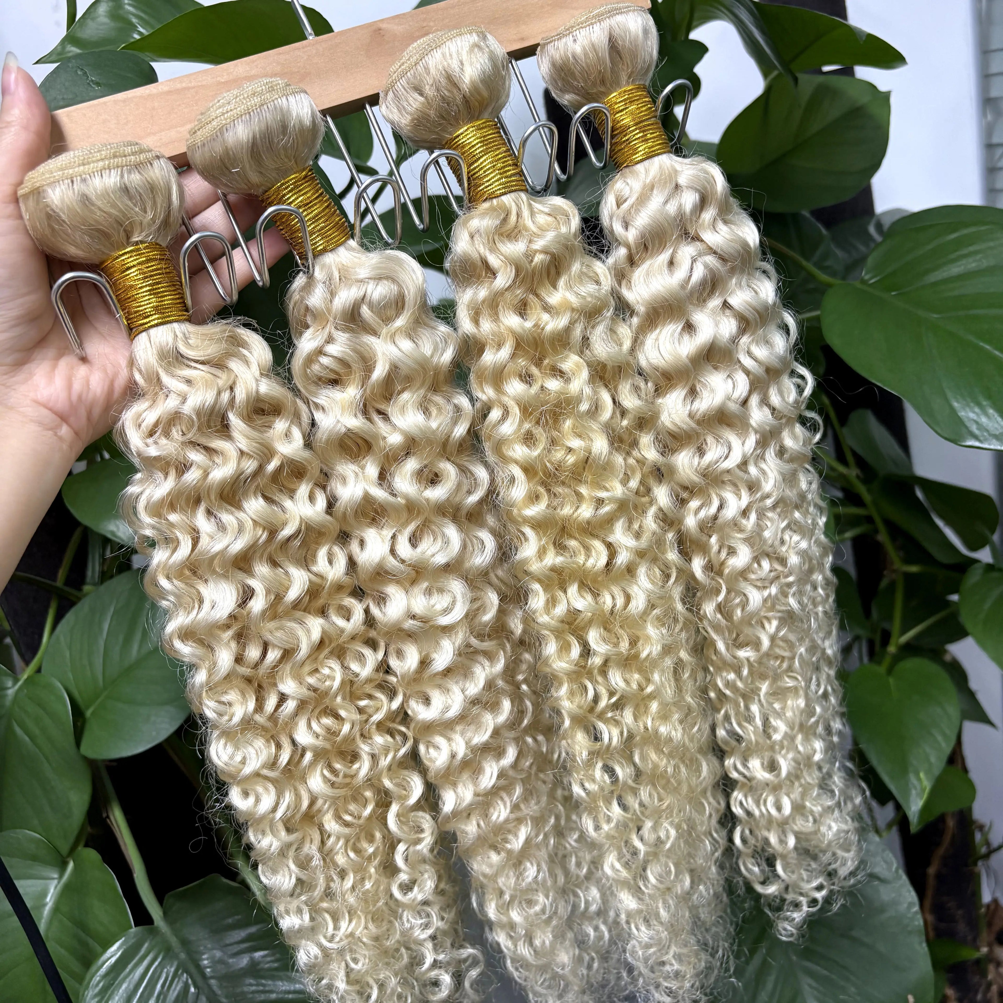 20 22Inch 613# Blonde Jerry Curly Human Hair Bundles 12A Brazilian Remy Raw Deep Wave Curly Human Hair Extensions for Women