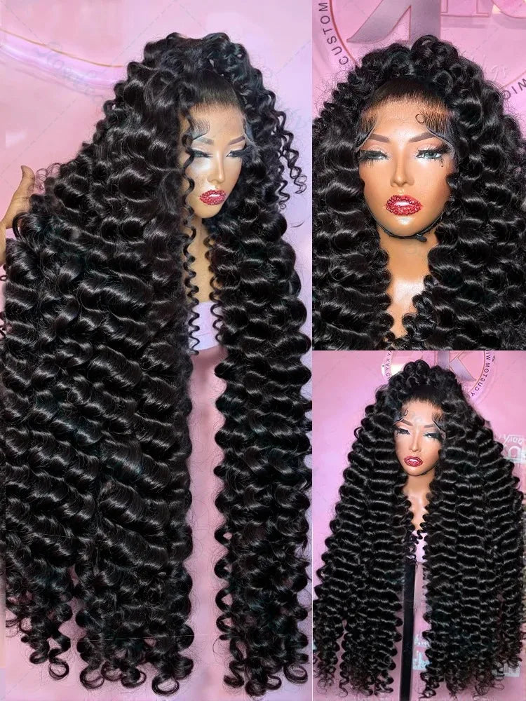 13x6 HD 38 42 Inch 200% Loose Deep Wave Curly Lace Front  Human Hair Wigs 13x4 Lace Frontal Raw Brazilian Remy Hair Wig