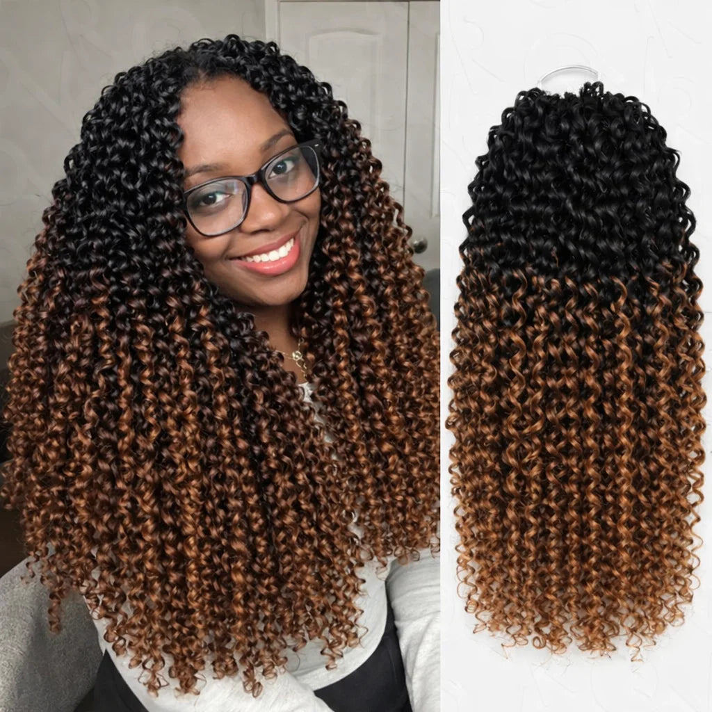 TB30 Brown Kinky Curly Crochet Hair Knotless Pre-Separated Feather Crochet Real Human Hair Reusable Miracle Konts Hair Extension