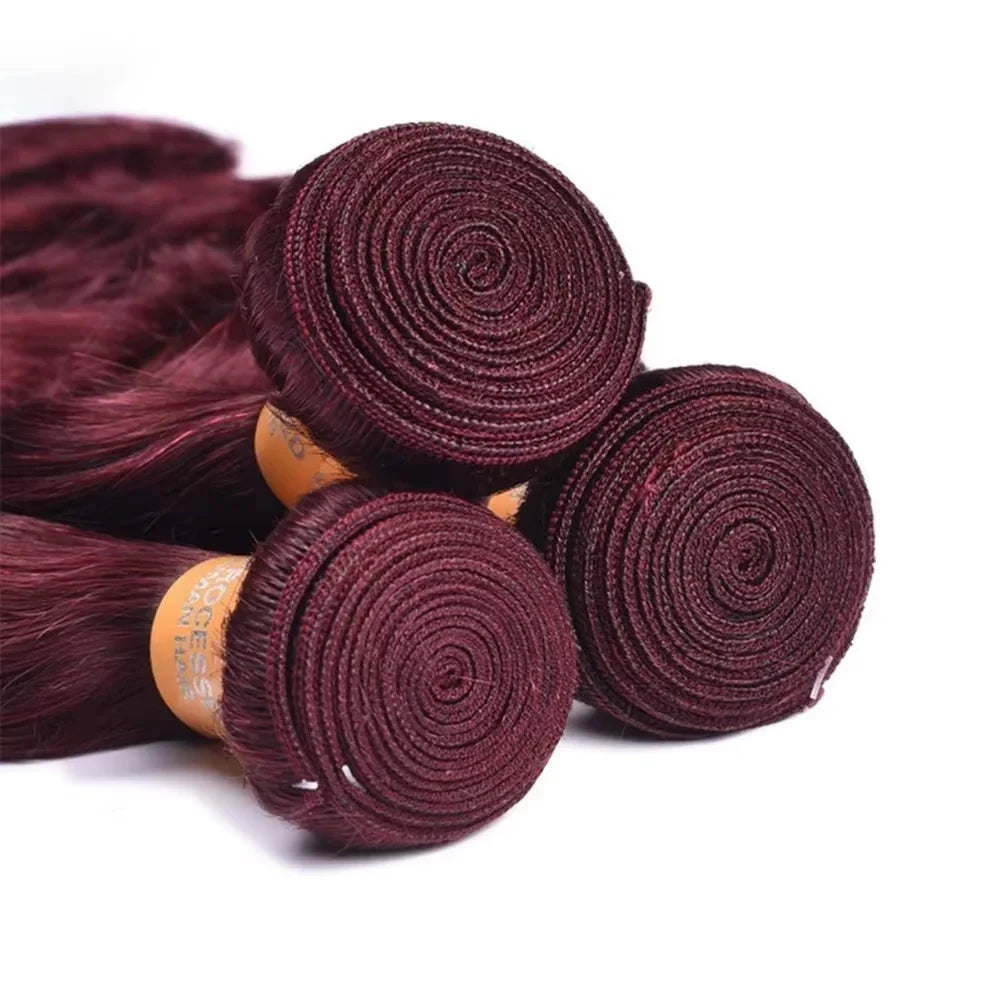 99j Burgundy Body Wave Human hair Bundles 12-26 Inch Unprocessed Virgin Human Hair 1/3pc 7A  Raw Hair Bundles Extensions