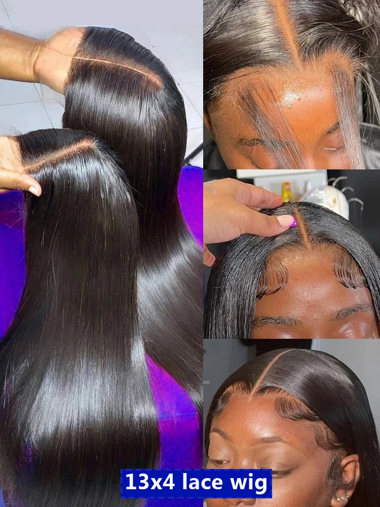 Transparent 13x6 HD Lace Front Human Hair Wigs PrePlucked For Women on Clearance Sale High 300 Density 40 Inch Bone Straight 13x4 HD Lace Front Human Hair Wig Invisible Breathable Swiss Lace Frontal Glueless Wigs For Women