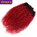 Hot Red Curly 100% Human Hair Bundles For Women 1Pc Lot Brazilian Bouncy Kinky Curly Hair Ombre 1B Red Human Hair Weave Bundles