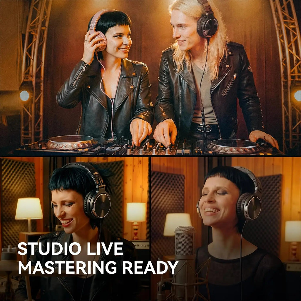 Wired Over Ear Headphones Hi-Res Studio Monitor & Mixing DJ Stereo Headsets with 50mm Drivers for AMP Computer Recording Podcast Keyboard Guitar Laptop - Black