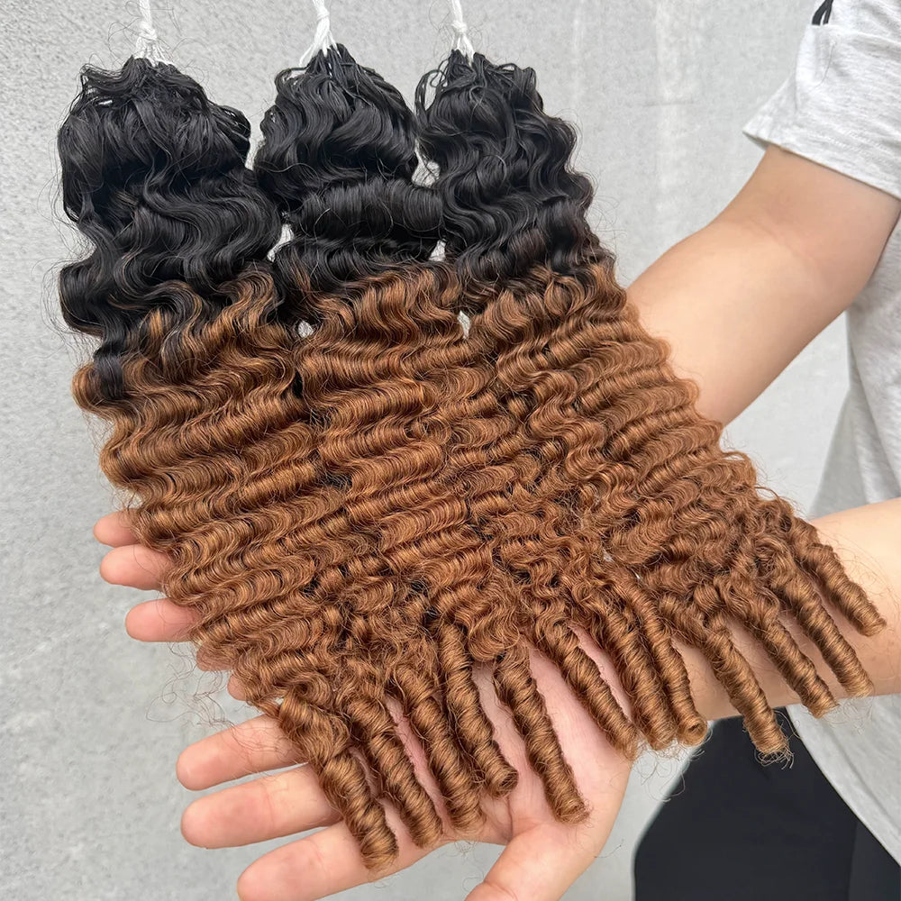 Miracle Knots Kinky Curly Crochet Human Hair TB30#Medium Brown 100% Unprocessed Cuticle Aligned Virgin Hair Feather Weft Crochet Hair Extensions Low Shedding Tangle Free Natural Kinky Curl Can Be Dyed Bleach Reusable Handmade Braiding Hair For Black Women