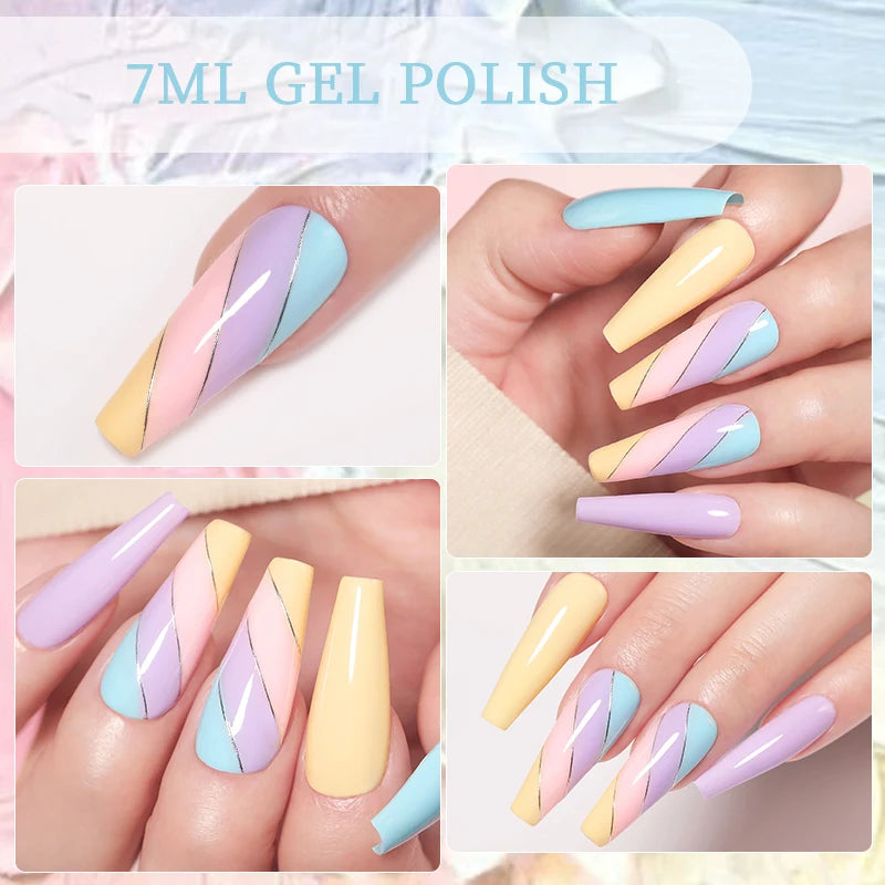 LILYCUTE 7ml Colorful Gel Nail Polish Long Lasting For Manicure Semi Permanent Base Top Coat Nail Art UV Gel Varnish