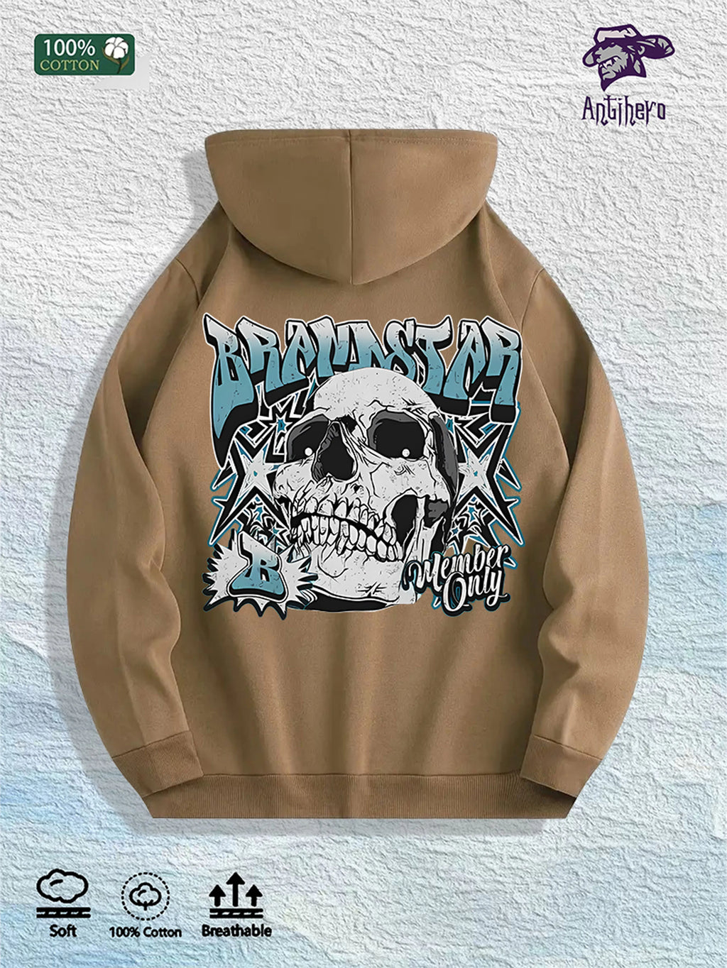 Brainstar Graphic Hoodie 100% Cotton US Warehouse 7 Colors