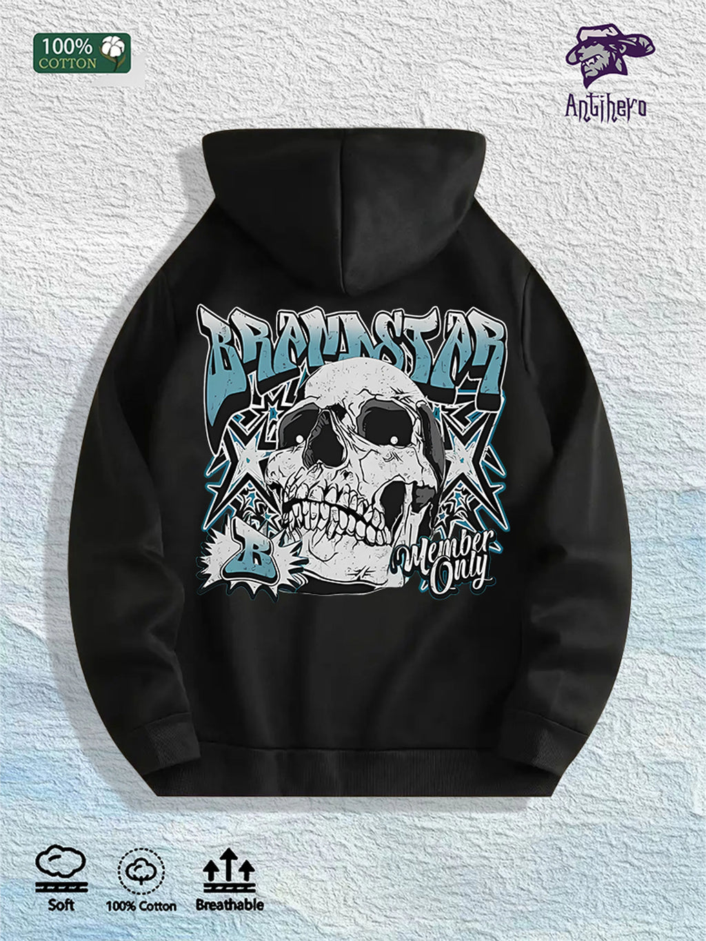 Brainstar Graphic Hoodie 100% Cotton US Warehouse 7 Colors