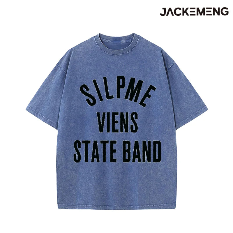 Oversized Washed Retro Typography Streetwear Print Tshirt USA Stock Wholesale Y2K Casual Tee
