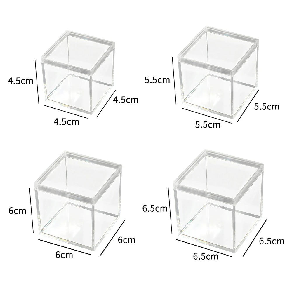 Food Grade Exquisite Clear Mini Acrylic Candy Cube Box Safe For Baby