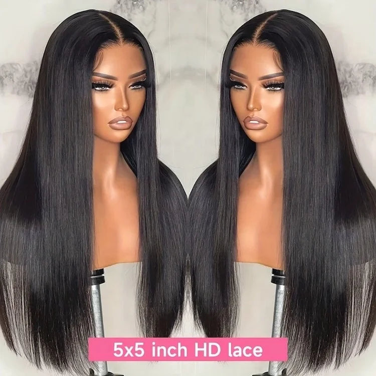 13x4 Bone Straight HD Transparent for Front Human Hair Wig Pre Plucked Baby Hair Natural 150% Density Long Length Virgin Remy
