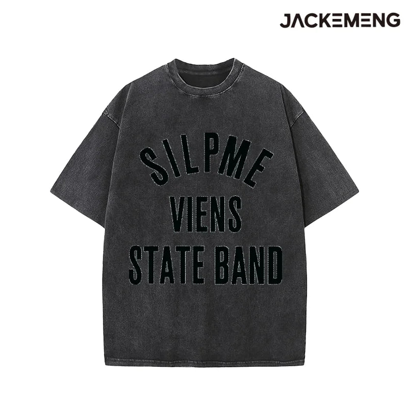 Oversized Washed Retro Typography Streetwear Print Tshirt USA Stock Wholesale Y2K Casual Tee