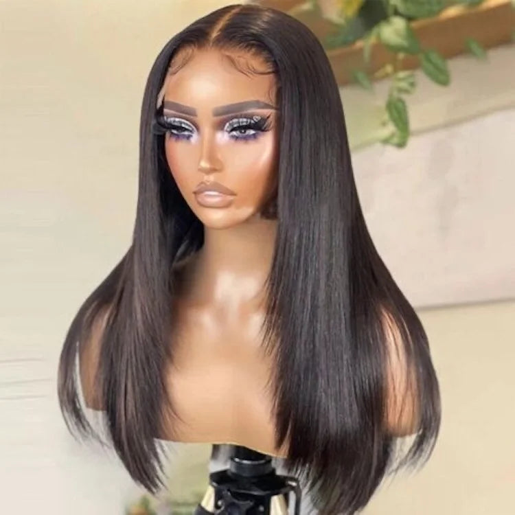 13x4 Bone Straight HD Transparent for Front Human Hair Wig Pre Plucked Baby Hair Natural 150% Density Long Length Virgin Remy