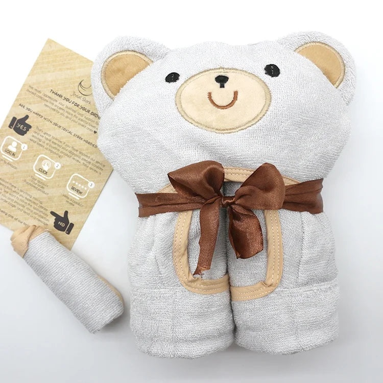Wholesale Hot Sale Kids Bath Blanket White Baby Hooded Towels Thick Towel Plain Dyed Bamboo Baby Hooded Towel