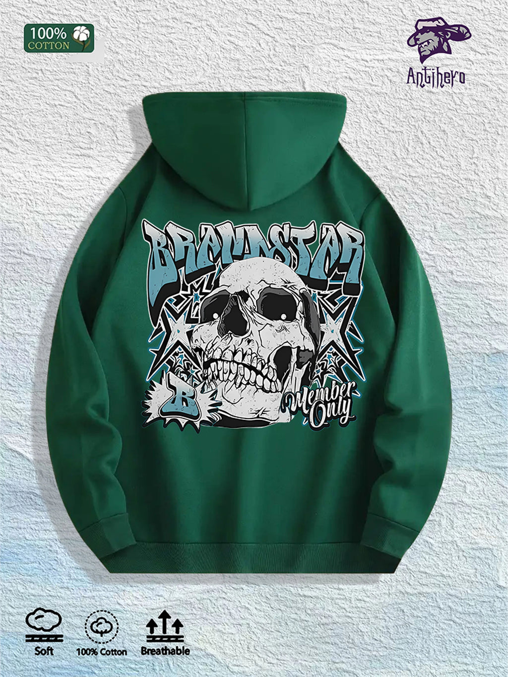 Brainstar Graphic Hoodie 100% Cotton US Warehouse 7 Colors