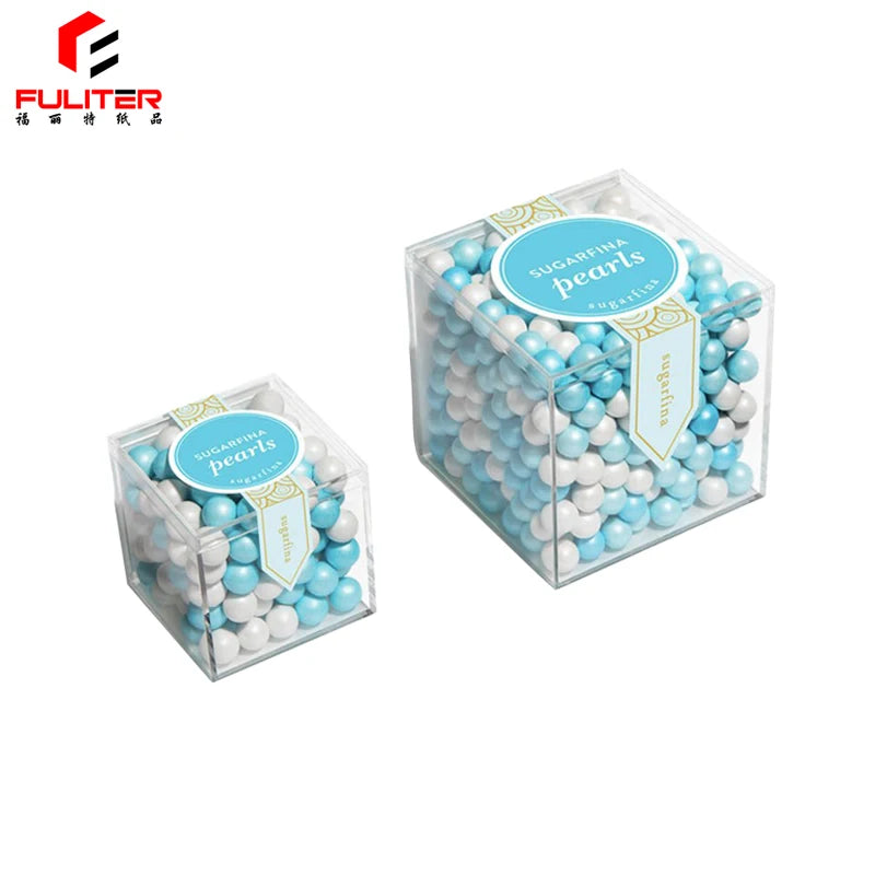 Food Grade Exquisite Clear Mini Acrylic Candy Cube Box Safe For Baby
