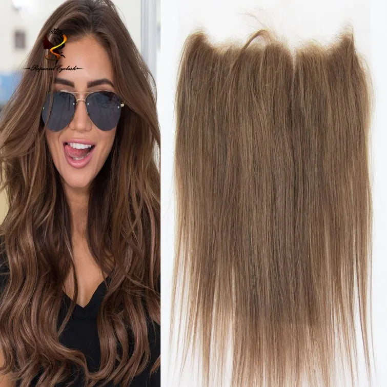 #4 Brown Color 13x4 Lace Frontals with Natural Hairline Brazilian Remy Hair Baby Hair Human Hair Pieces