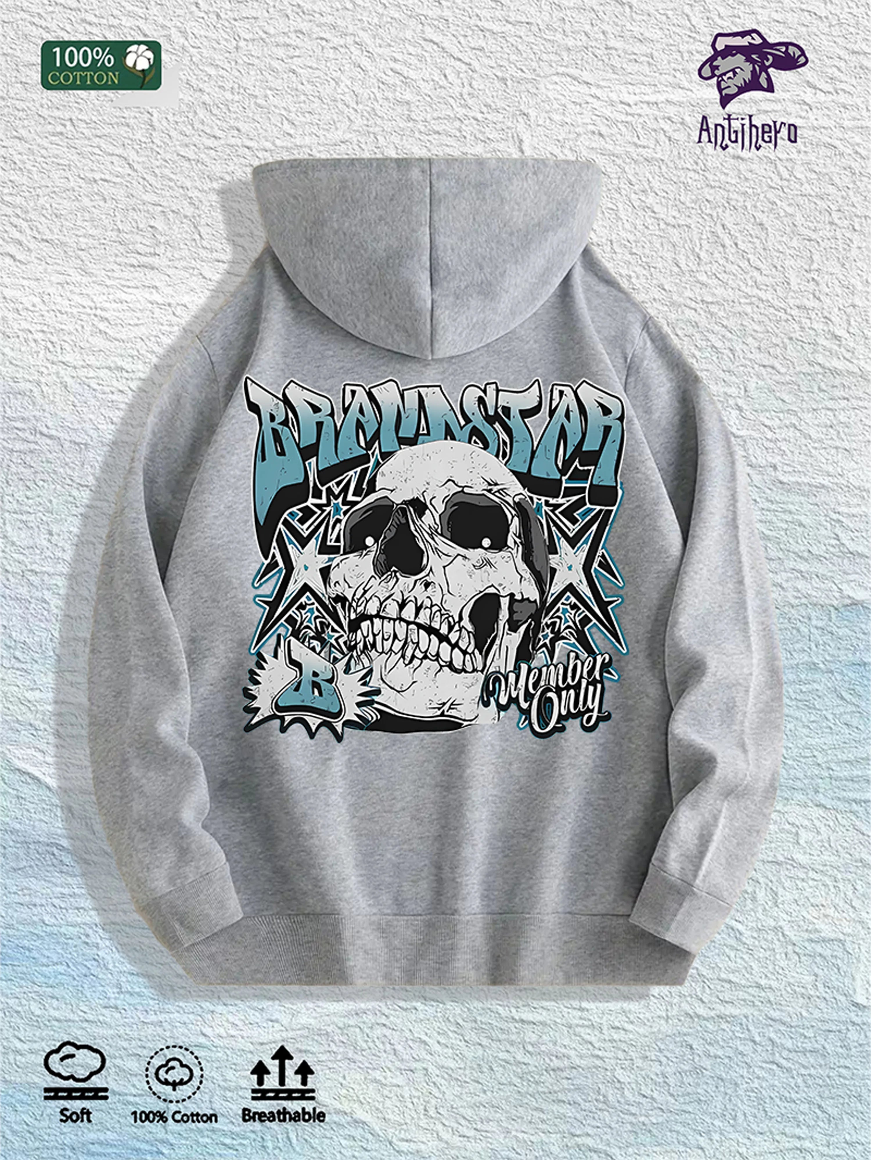 Brainstar Graphic Hoodie 100% Cotton US Warehouse 7 Colors
