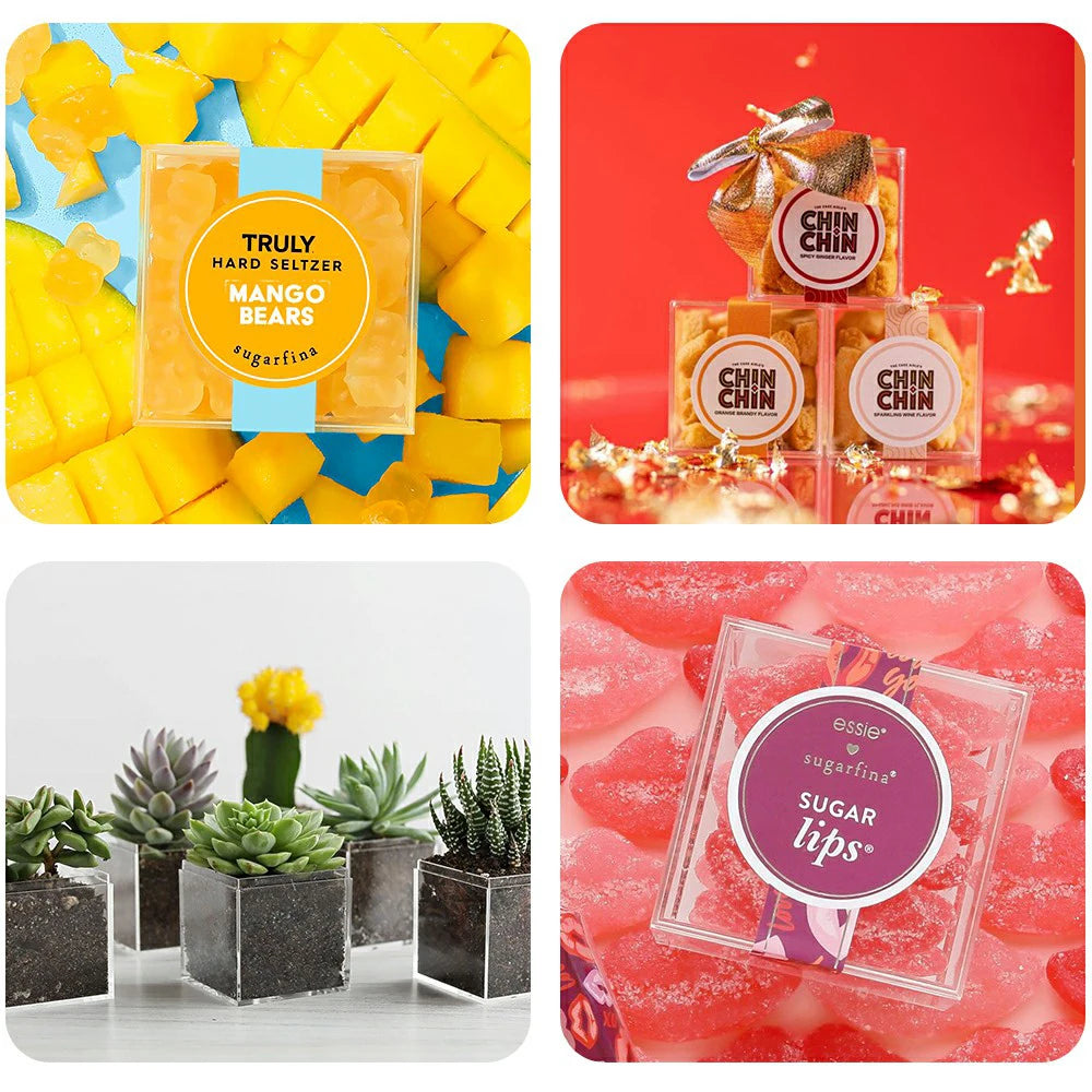 Food Grade Exquisite Clear Mini Acrylic Candy Cube Box Safe For Baby