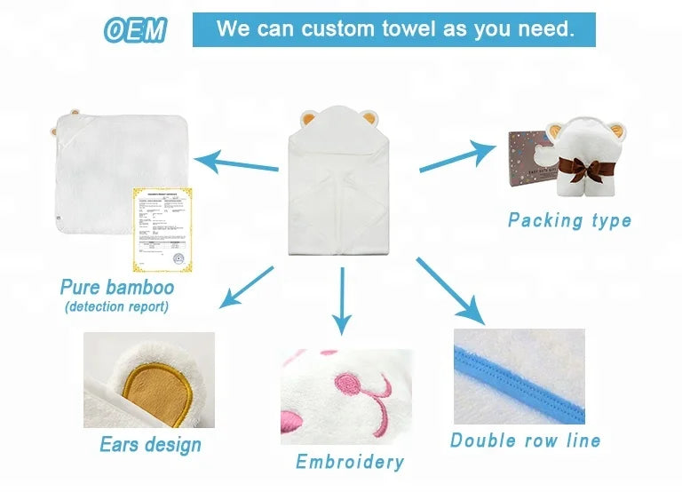 Hot Selling Custom Logo Printed Bamboo Fabric Baby Hooded Bath Towel Animal Design Newborns Beach Home Occasions-for Bathroom