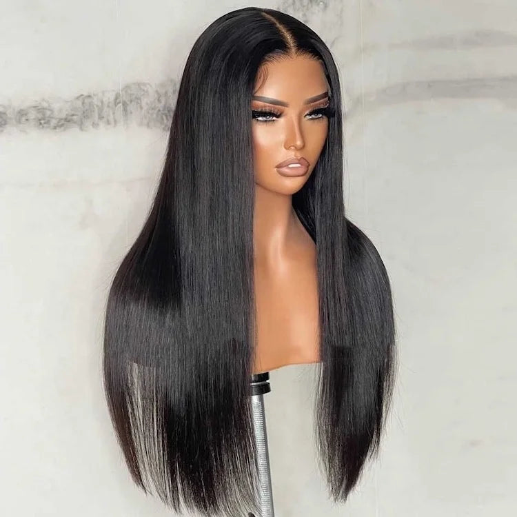 13x4 Bone Straight HD Transparent for Front Human Hair Wig Pre Plucked Baby Hair Natural 150% Density Long Length Virgin Remy