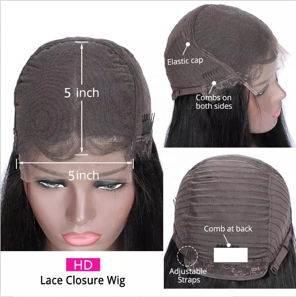 13x4 Bone Straight HD Transparent for Front Human Hair Wig Pre Plucked Baby Hair Natural 150% Density Long Length Virgin Remy