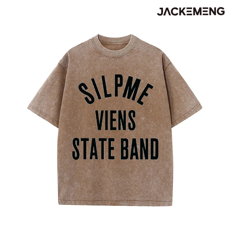 Oversized Washed Retro Typography Streetwear Print Tshirt USA Stock Wholesale Y2K Casual Tee